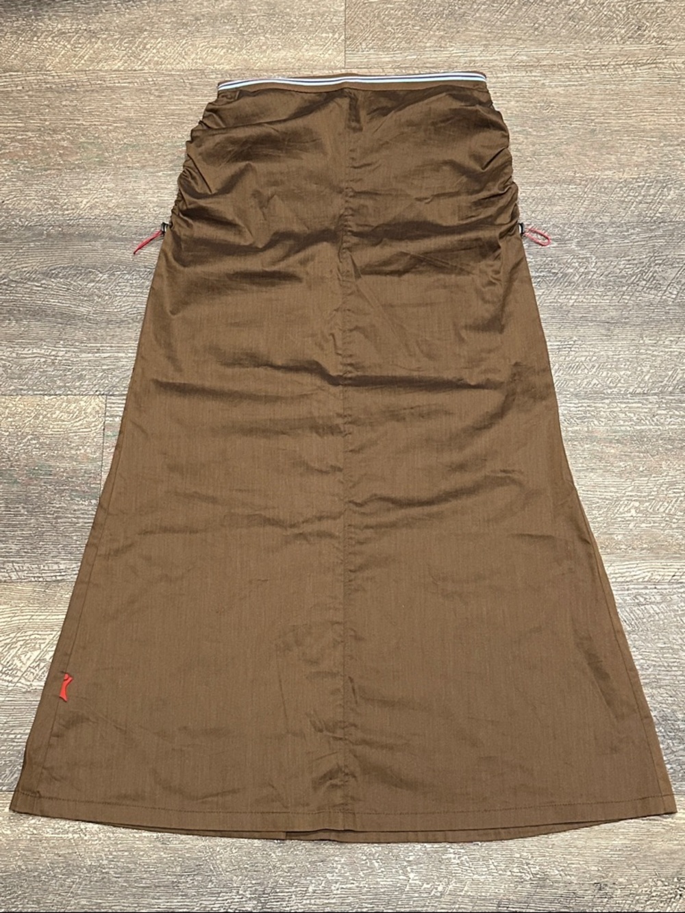 Cop Copine Brown A-Line Ruched Side with Drawstring Maxi Skirt Taille 38 US XS/S